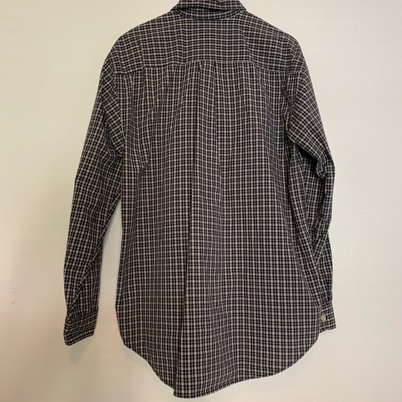 GH Bass Navy Taupe Plaid Button Down Shirt Men's Size Medium - Picture 7 of 7